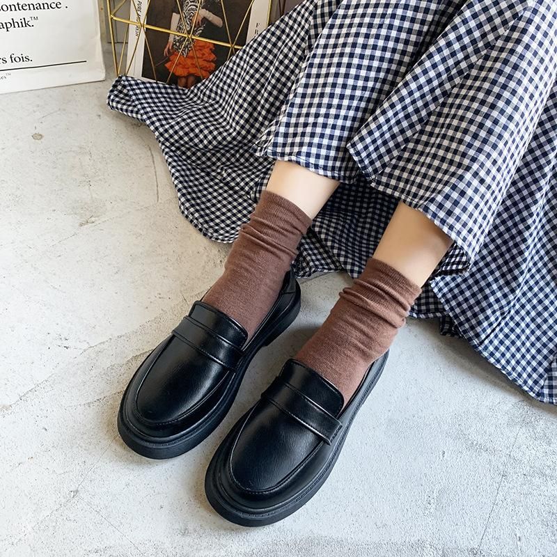 Zapatos de tacon bajo para mujer, mocasines con lazo de cuero lliso, sin cordones, puntiagudos, tacones gruesos, Oxfords, Primavera
