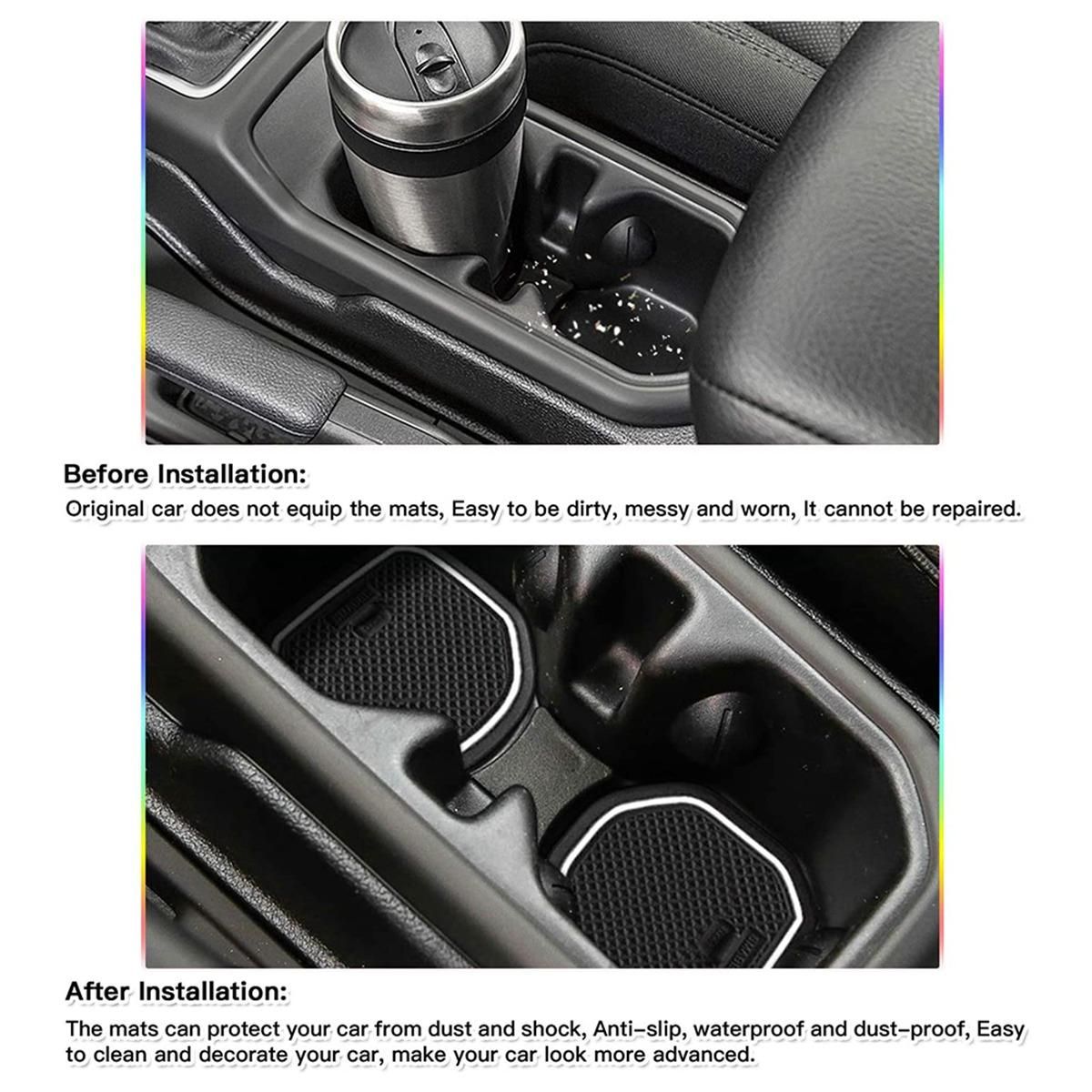 Door Slot Mat for Cup Mat Center Console Liners 19PCS, White