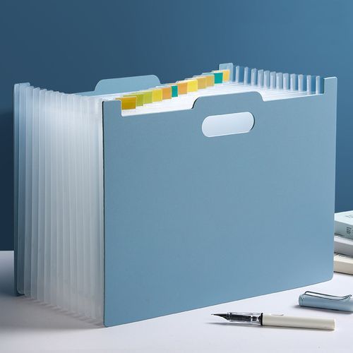 Large Capacity A4 Organizer Expanding File Folder Standing Accordions Bag Folder For Documents School Office Supplies Stationery Blue