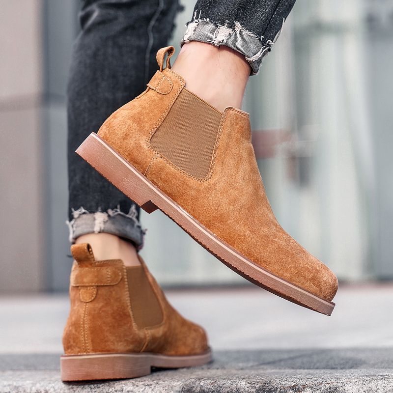 Luxury Chelsea Boots Men Shoes EUR Size 38-46 Italian Handmade Superior Quality Full Grain Leather Boots Noble Elegant Chelsea Boots Male Oxford Shoes High Top Slip-on Ankle Boots Brown
