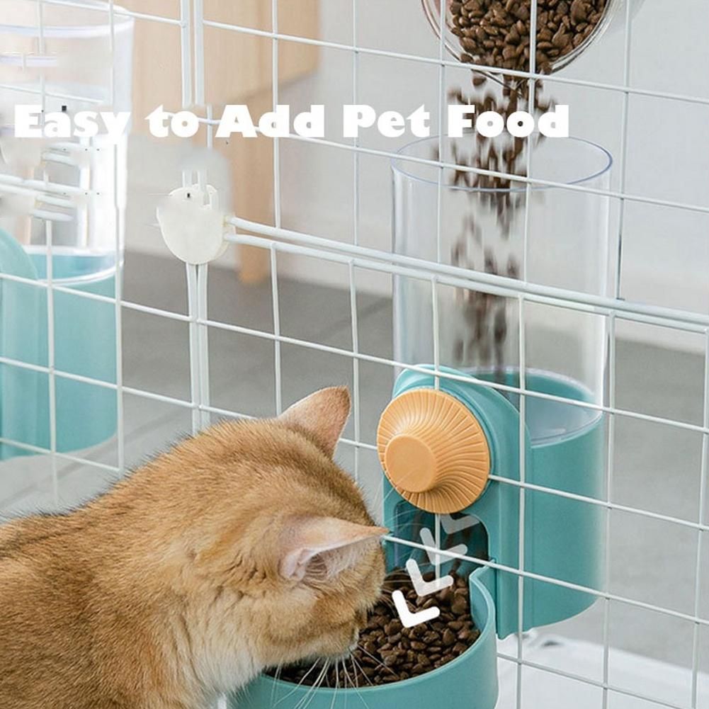 Cat Hanging Bowl Automatic Water Dispenser Feeder Dog Blue