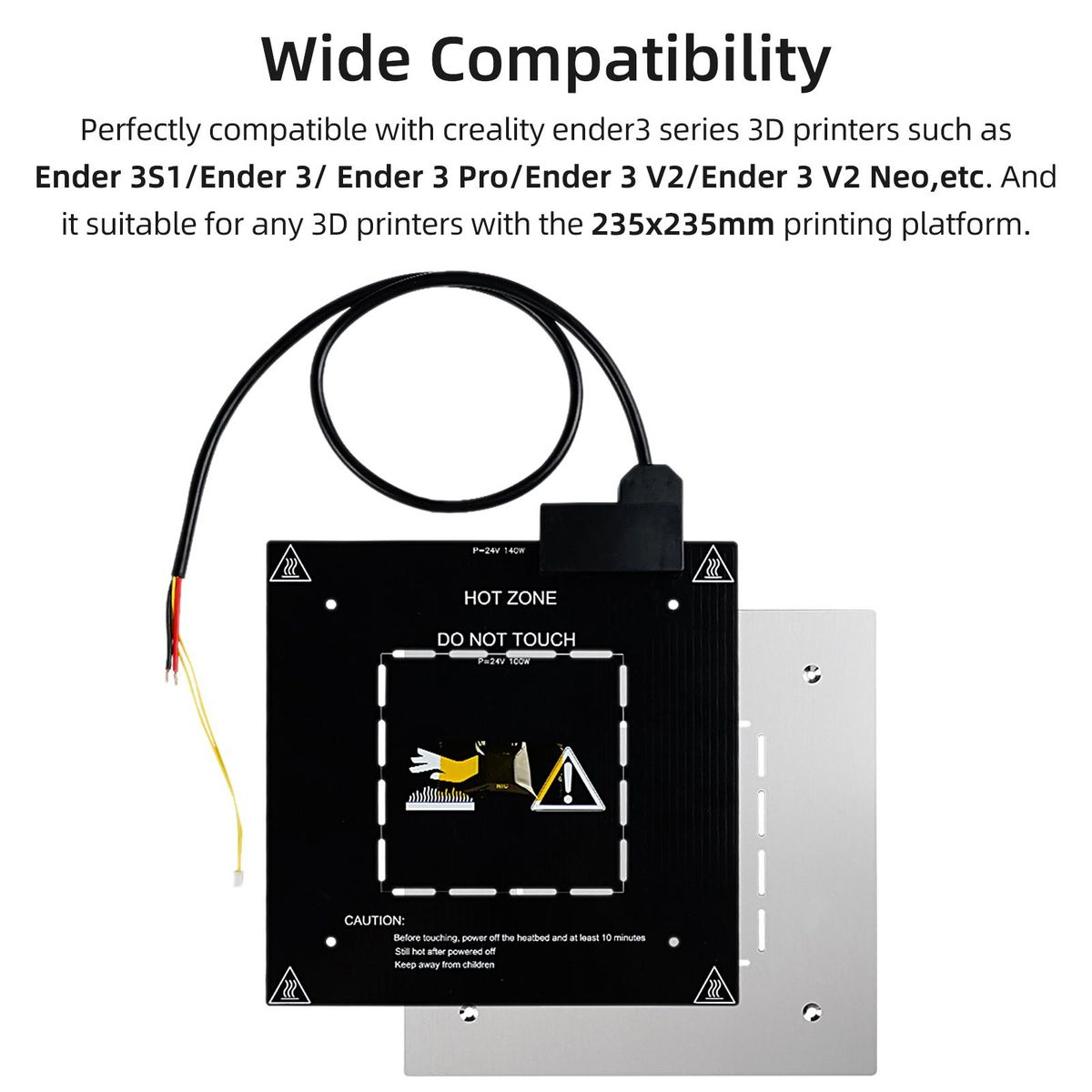 Two Trees Heated Bed 3D Printer Replacement Compatible with Ender 3S1/Ender 3/ Ender 3 Pro/Ender 3 V2/Ender 3 V2 Neo 235x235mm Zonal Heating Switch 24V 140W /  24V 100W  for Creality Ender 3 Series