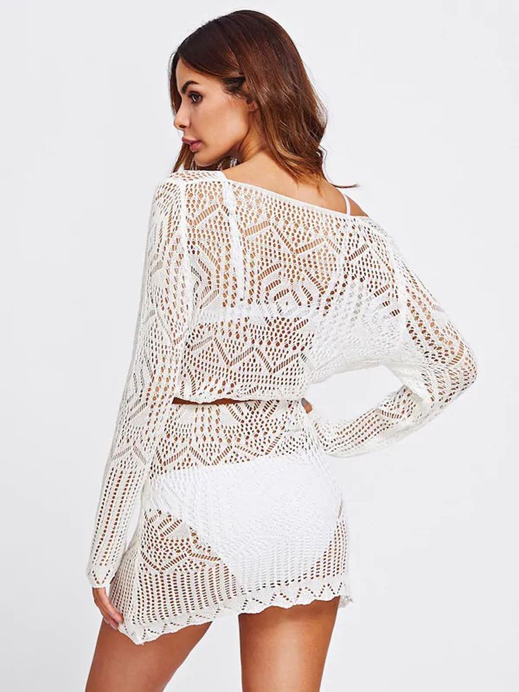 Sexy Women Lace Crochet Bikini Cover Up Swimwear Bathing Suit Fashion Ladies Summer Beach Dress  SMA
