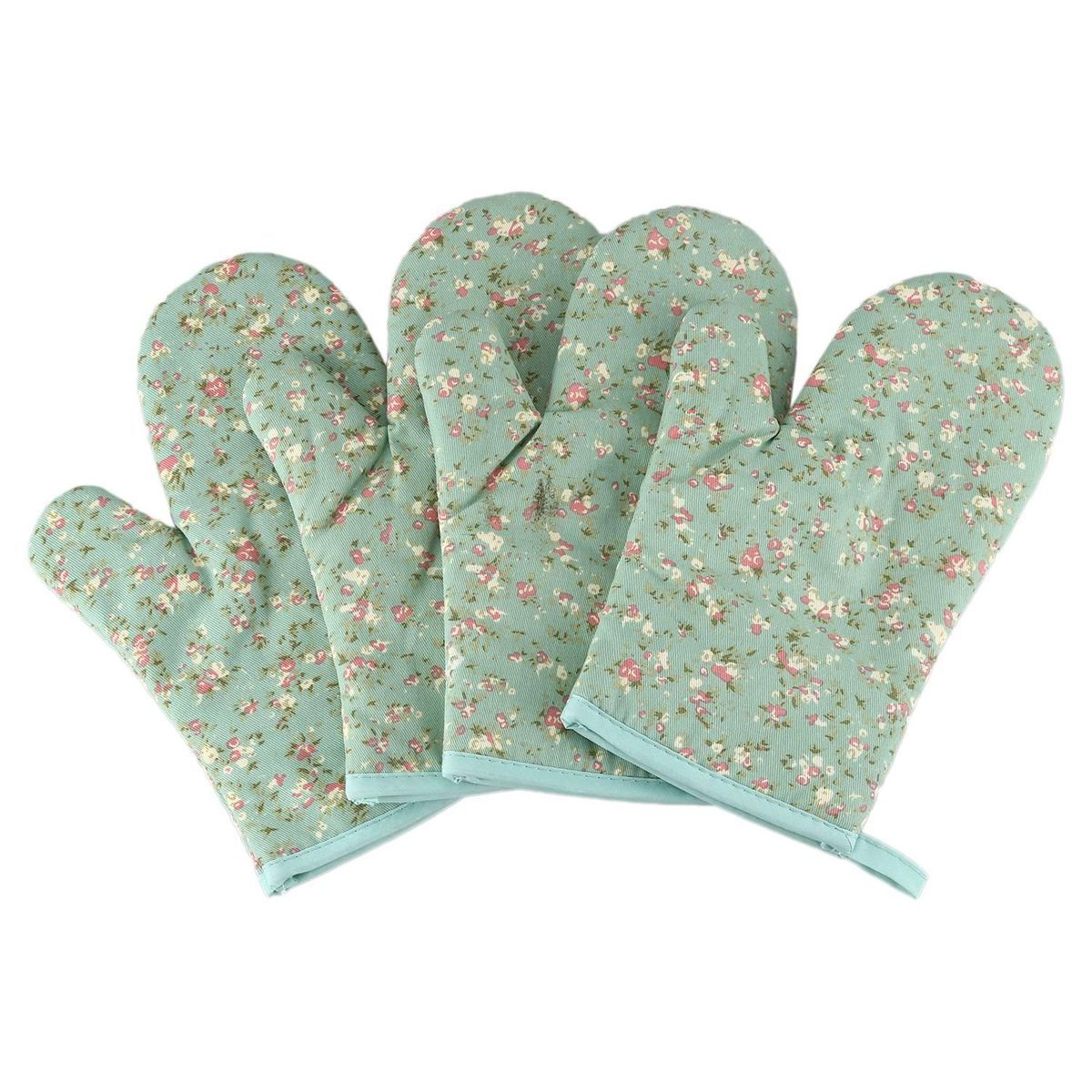 2 Pairs Heat Resistant Microwave Oven Glove Non-Slip Cotton
