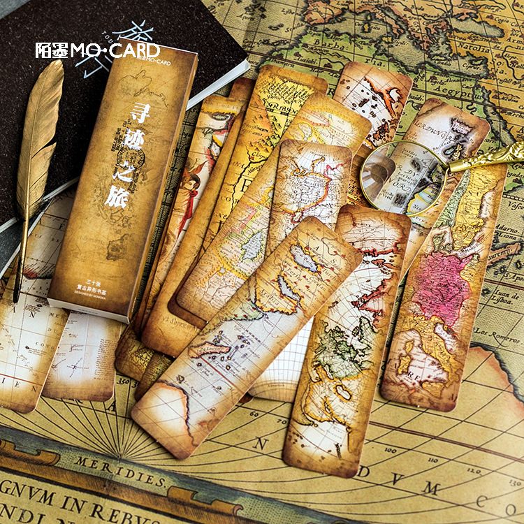 30 Pcs/box Retro Treasure Map Bookmark Stationery Tracing