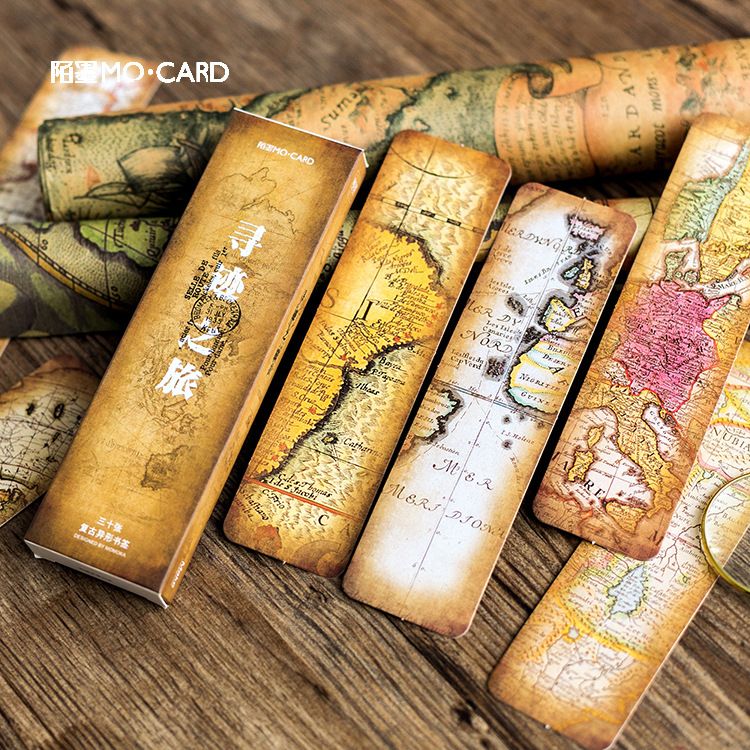 30 Pcs/box Retro Treasure Map Bookmark Stationery Tracing