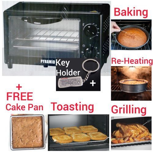 11 Ltr - Electric Oven +Toaster Baker Barbecue BBQ Grill + FREE Cake Pan + Key Holder