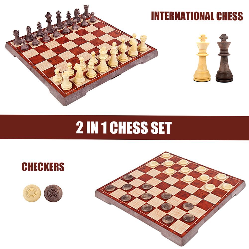 2-in-1 Magnetic Chess Set Folding Chess And Checkers Set