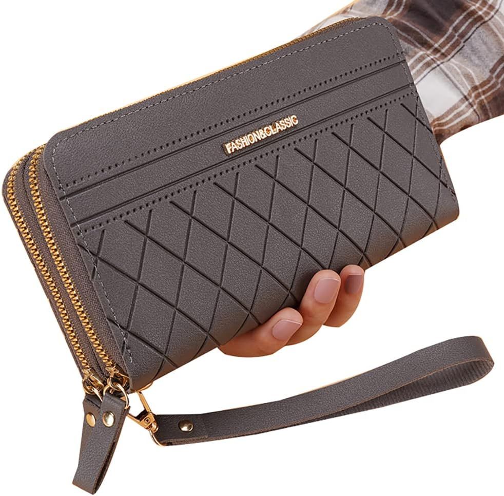 Women's Double Zipper Wallet Purse - Spacious Phone Handbag