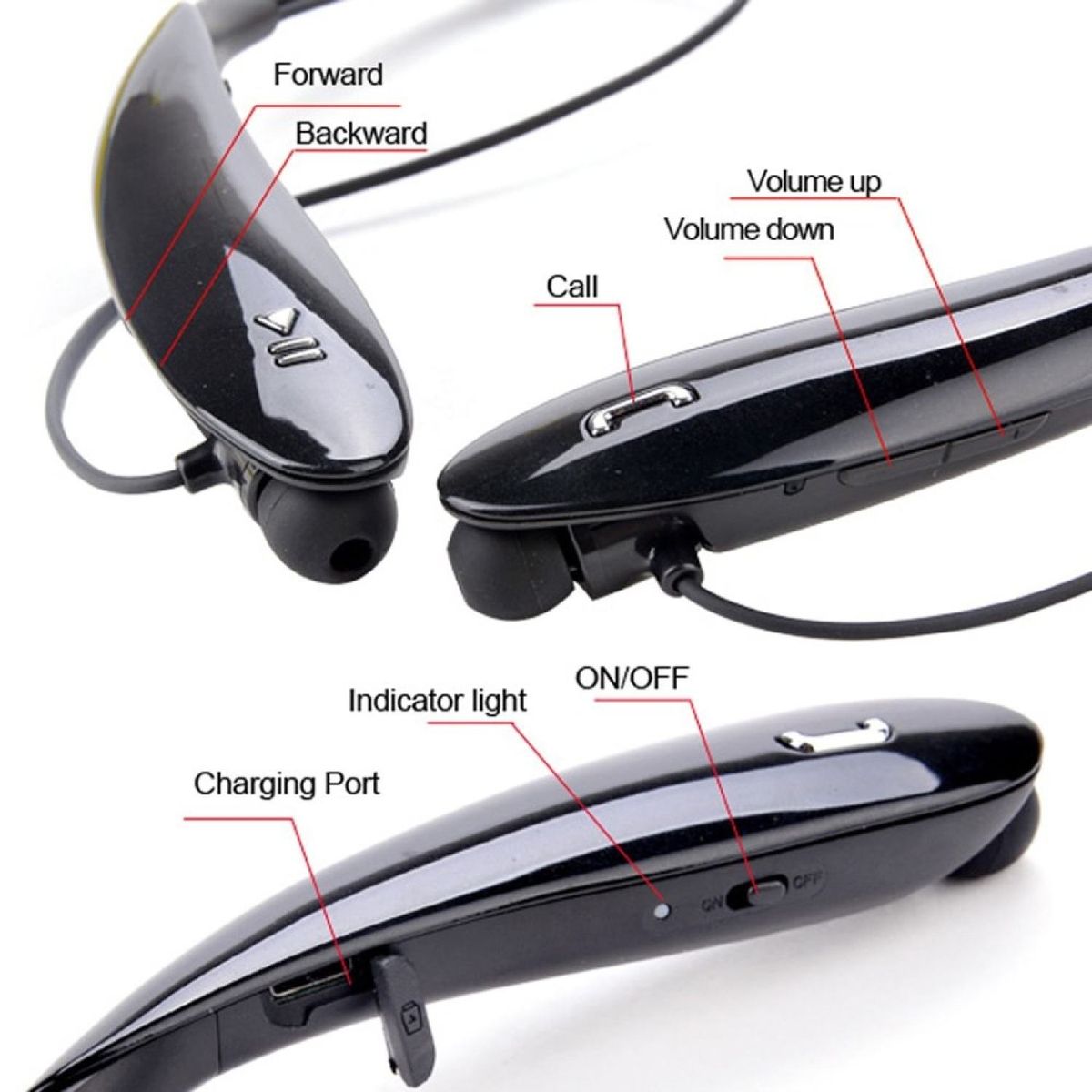 Flexibility Wireless Bluetooth Neckband Stereo Headset (Red) BDZ