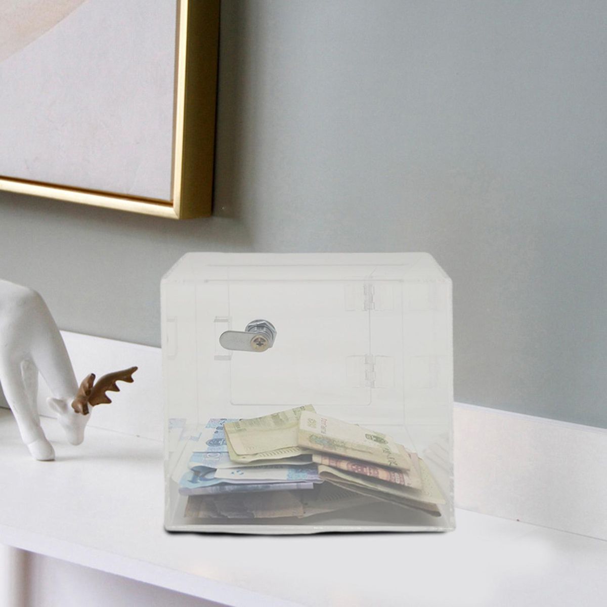 Vote Storage Box Secure Savings Transparent Acrylic Money Box for Kids Clear