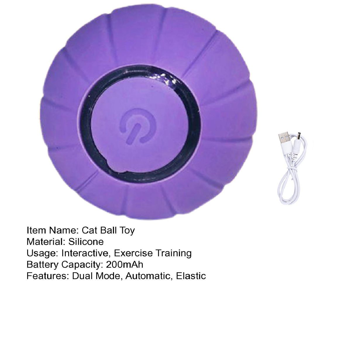 Electric Kitten Toy Cat Teaser Ball Pet Stress Relief Toy Purple