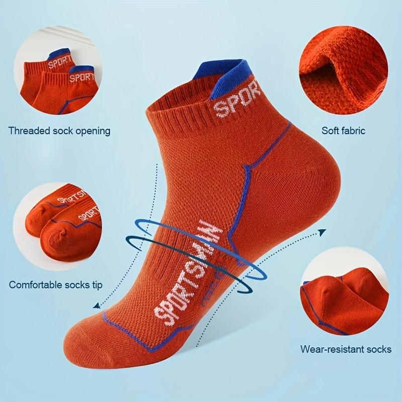 6pairs Men's Comfy Striped Low Cut Athletic Ankle Socks