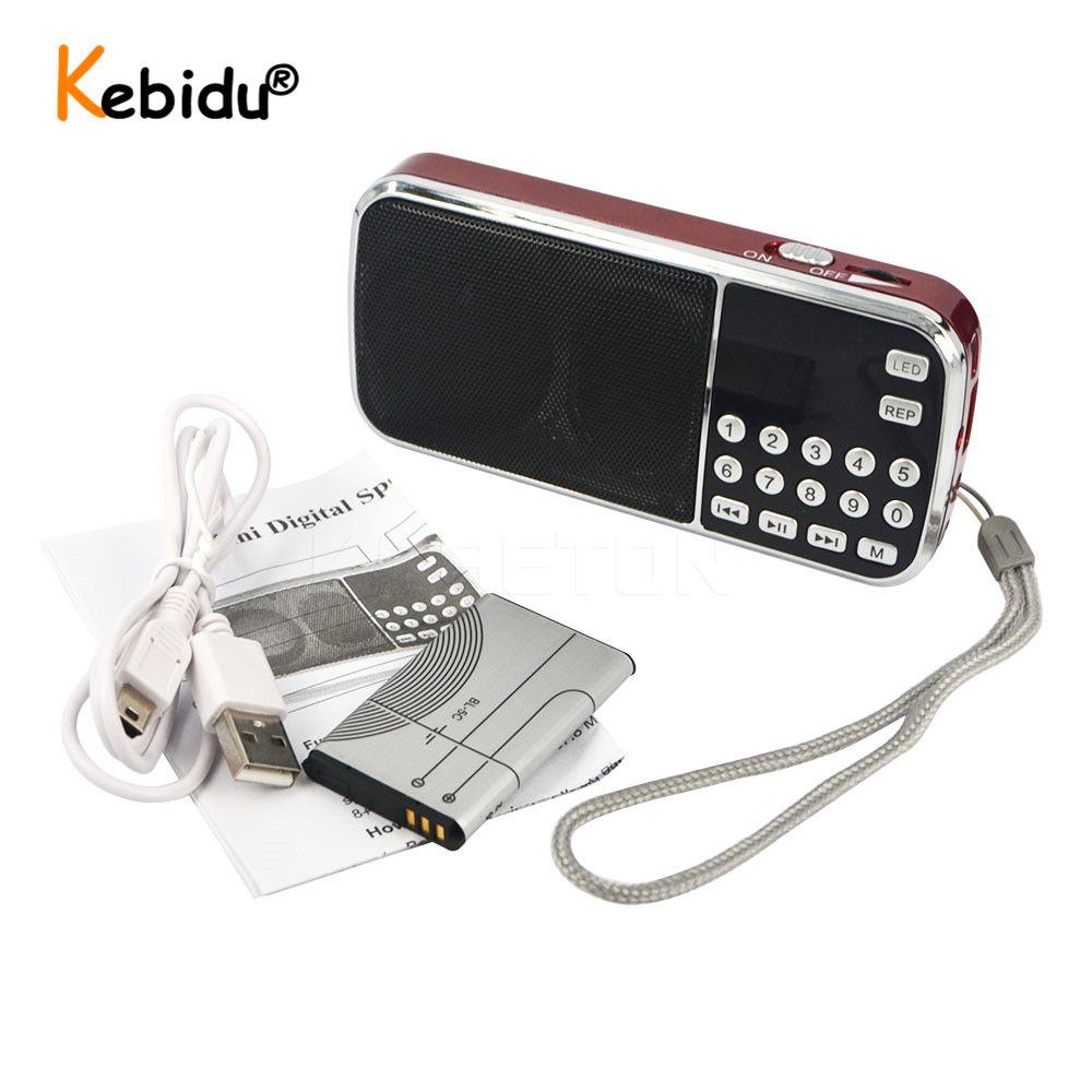 L-088 Hi-Fi Mini Speaker MP3 Audio Player Flashlight Amplifier Support FM Radio Micro SD TF Card Portable Speaker Blue