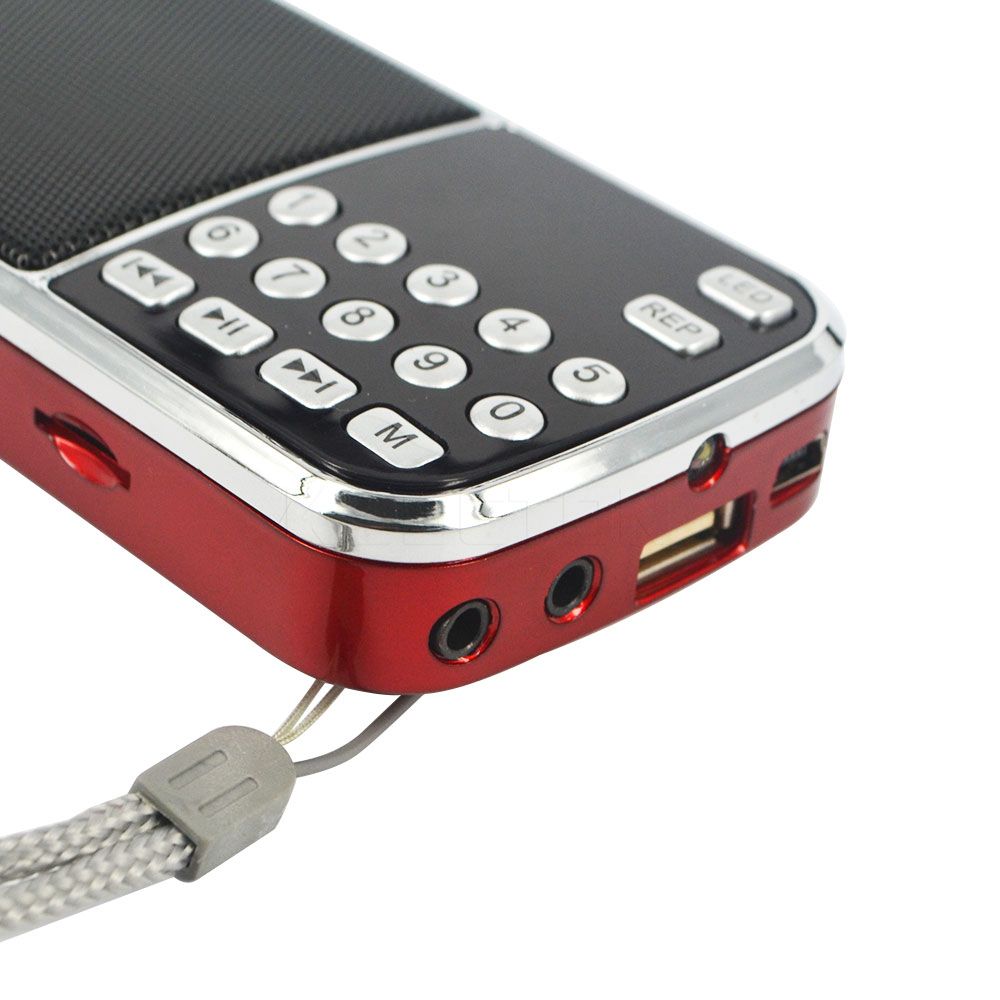 L-088 Hi-Fi Mini Speaker MP3 Audio Player Flashlight Amplifier Support FM Radio Micro SD TF Card Portable Speaker Blue