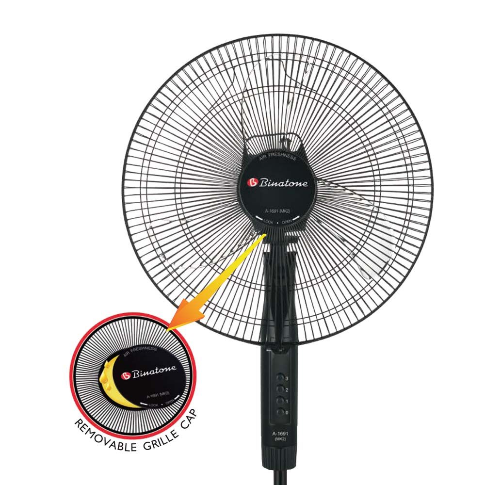1.6M Stand Fan (A-1691 (MK2) - Black