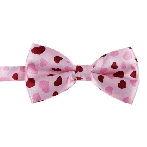 Pink & Red Heart Pattern Bow Tie For