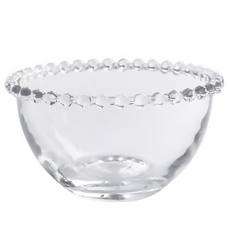 1Pc Glass Bowl Pearl Edge Design Chic Vegetable Salad Bowl Fruit Plate Transparent Storage Bowl