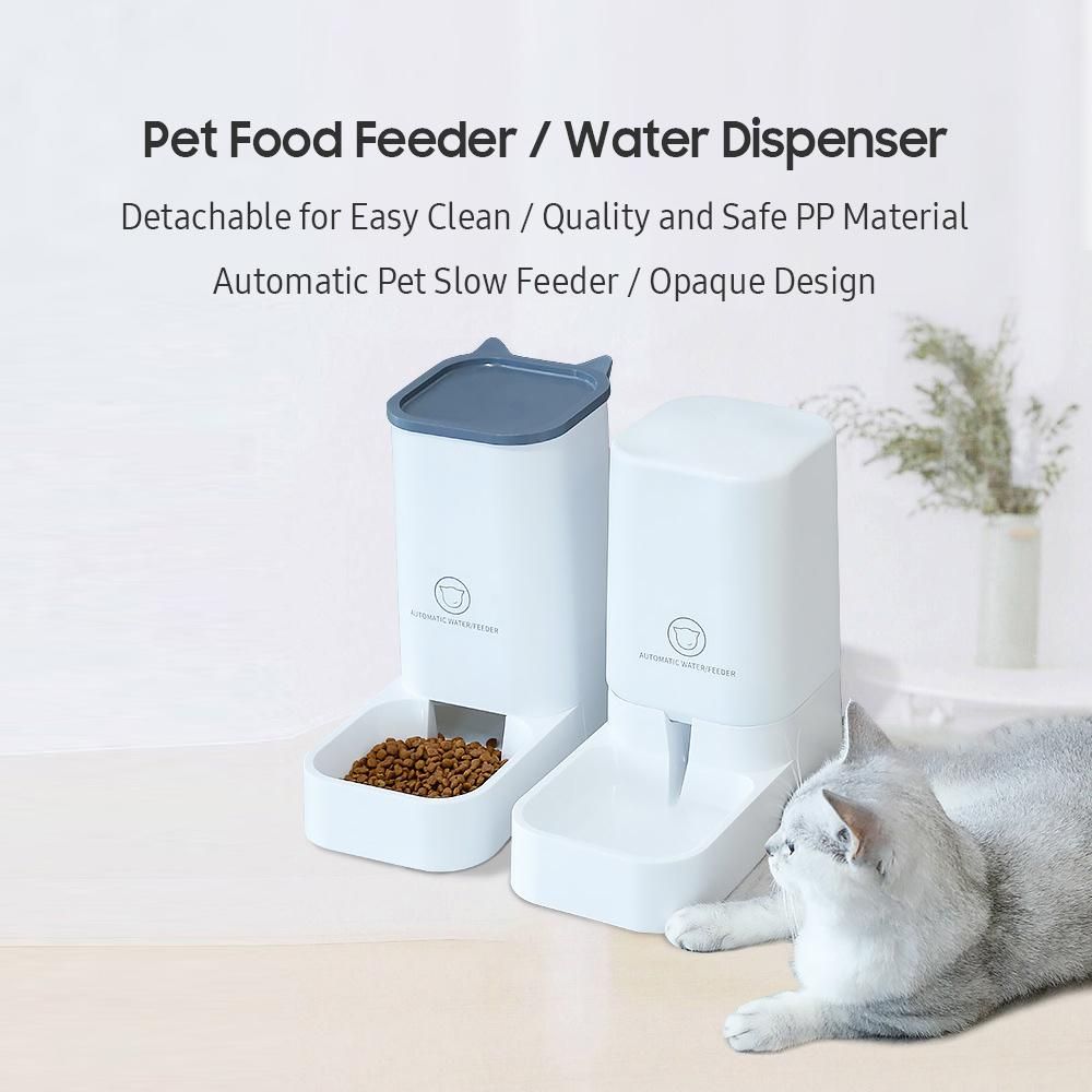 Pet Water Dispenser Food Feeder Self-Dispensing Gravity Automatic Dry Food Dispenser Water Bowl Drinking Fountain for Dog/Cat