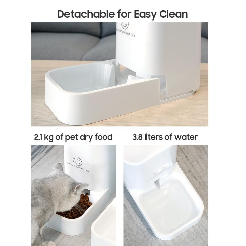 Pet Water Dispenser Food Feeder Self-Dispensing Gravity Automatic Dry Food Dispenser Water Bowl Drinking Fountain for Dog/Cat