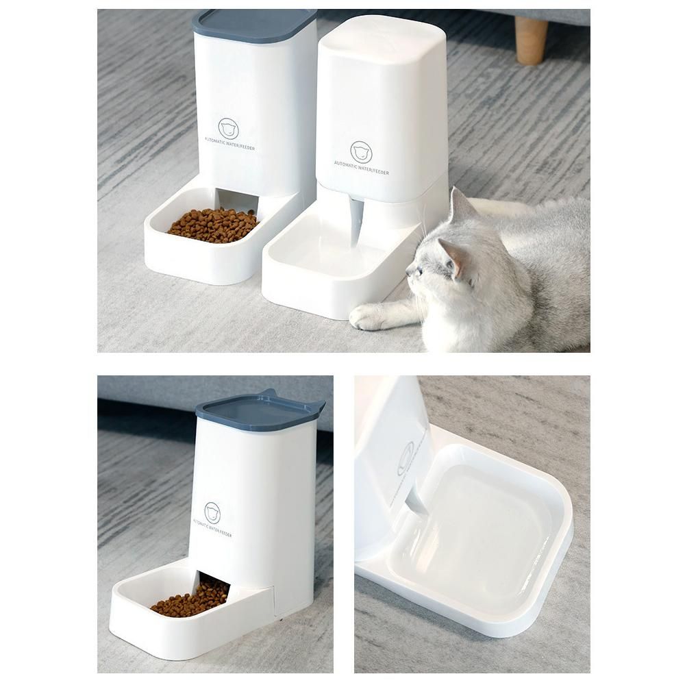 Pet Water Dispenser Food Feeder Self-Dispensing Gravity Automatic Dry Food Dispenser Water Bowl Drinking Fountain for Dog/Cat