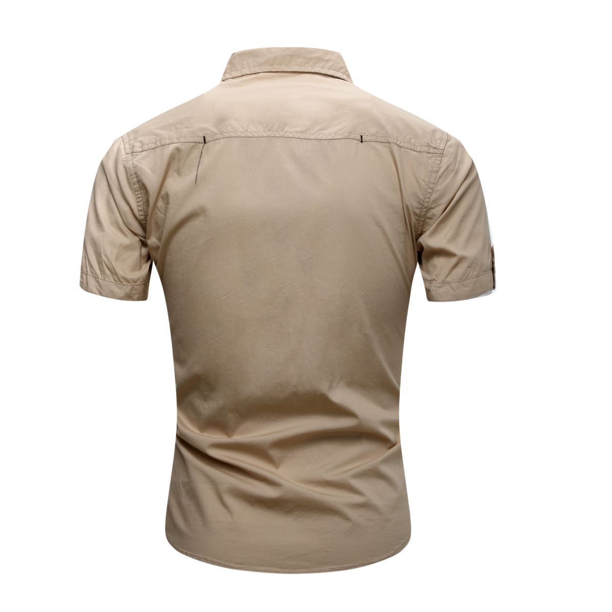 Men's Cotton Short Sleeve Casual Shirt - Brown