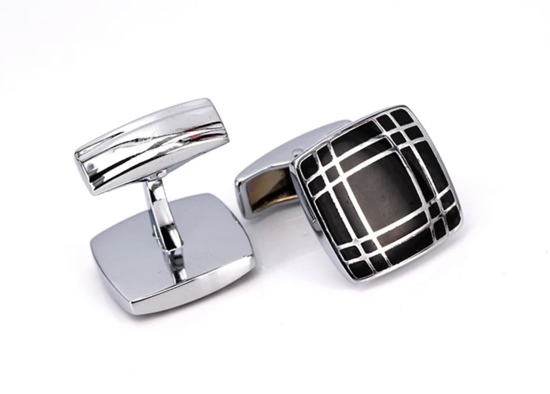 Men's Design Cufflinks -Black & Silver