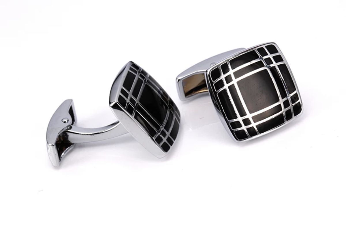 Men's Design Cufflinks -Black & Silver