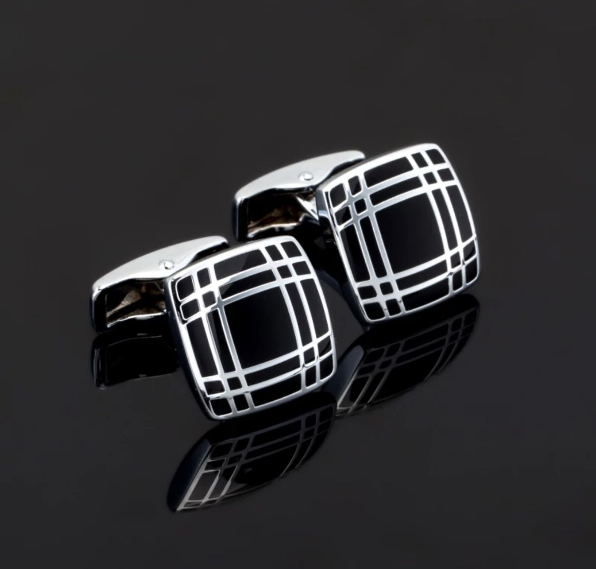 Men's Design Cufflinks -Black & Silver