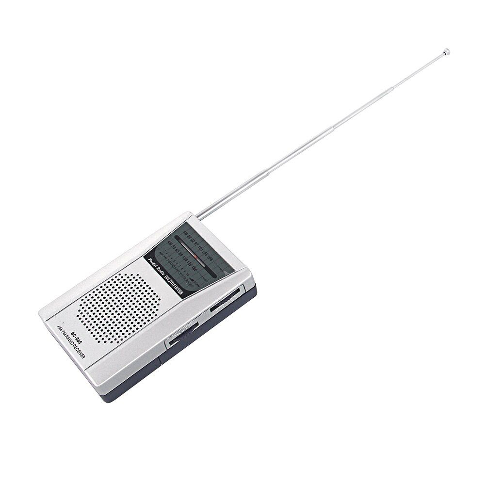 Mini Am/fm 2-Band Radio World Receiver With Speaker Silver