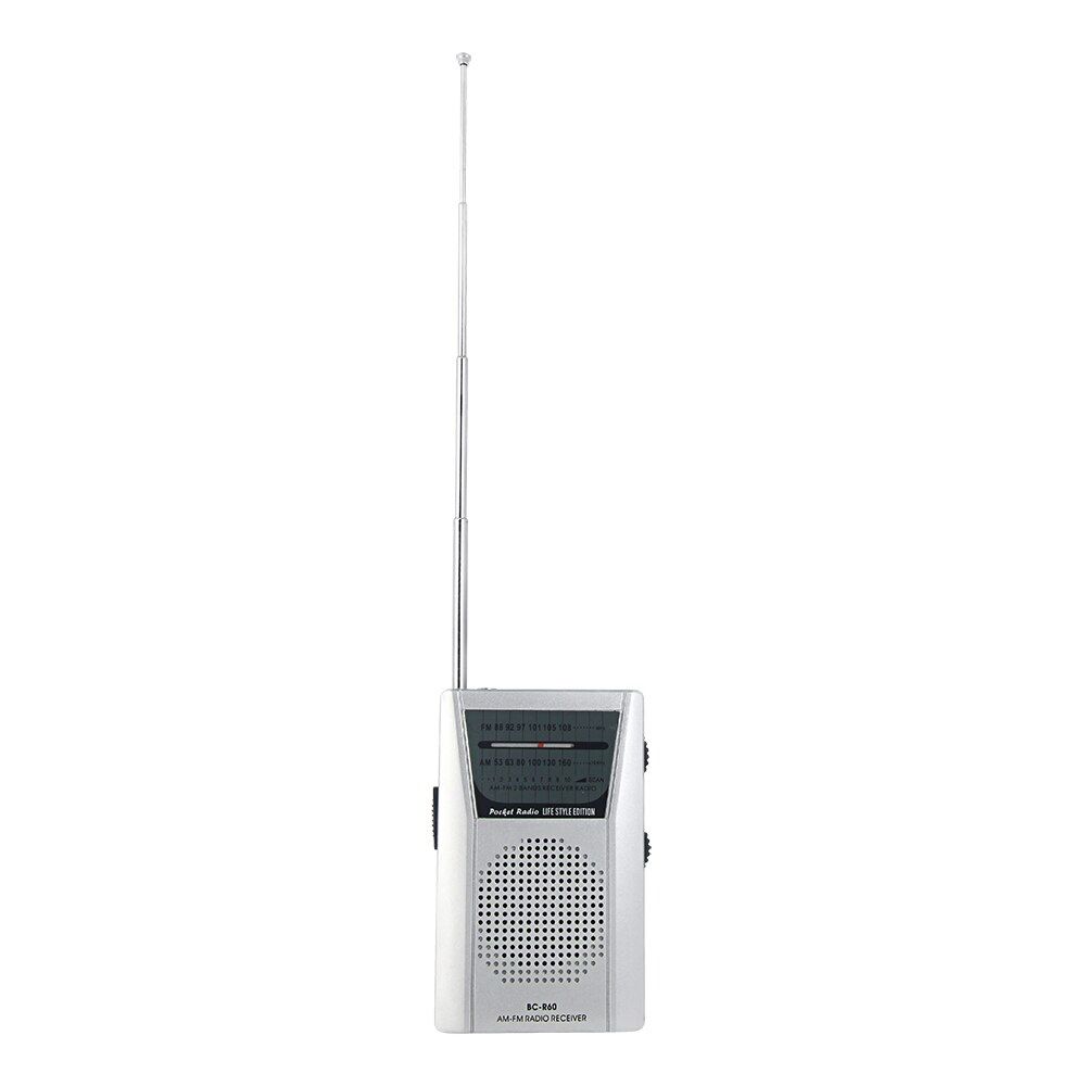 Mini Am/fm 2-Band Radio World Receiver With Speaker Silver