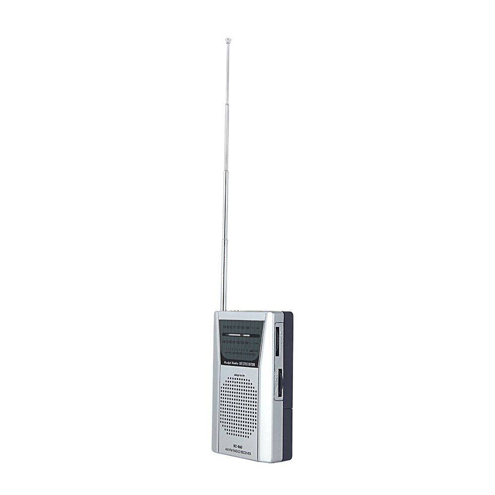 Mini Am/fm 2-Band Radio World Receiver With Speaker Silver