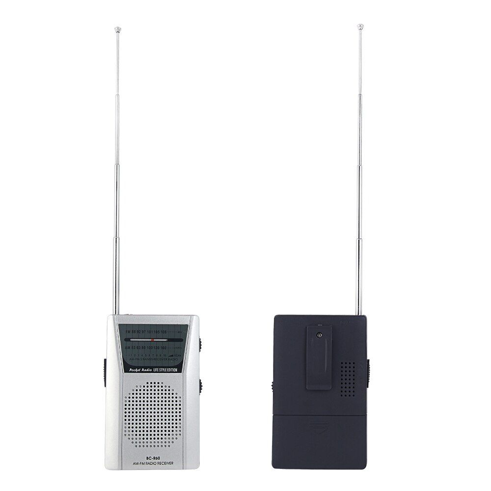 Mini Am/fm 2-Band Radio World Receiver With Speaker Silver