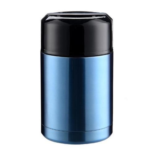1pc 800ml Blue  Large Capacity Thermos Stainless Steel Vacuum Insulated Thermal Lunch Container Flask Insulated Food Jar Wide Mouth