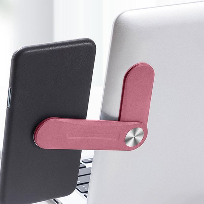 Foldable Laptop Side Phone Holder Side Phone Holder Magnetic Phone Red