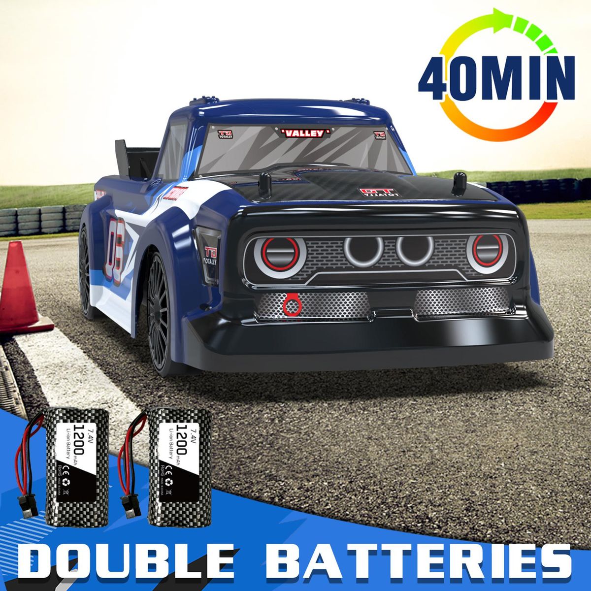 RC Drift Car 1/14 RC Car 2.4GHz 4WD 25km/h RC Race Car High Speed Kids Gift RTR with 2 Battery