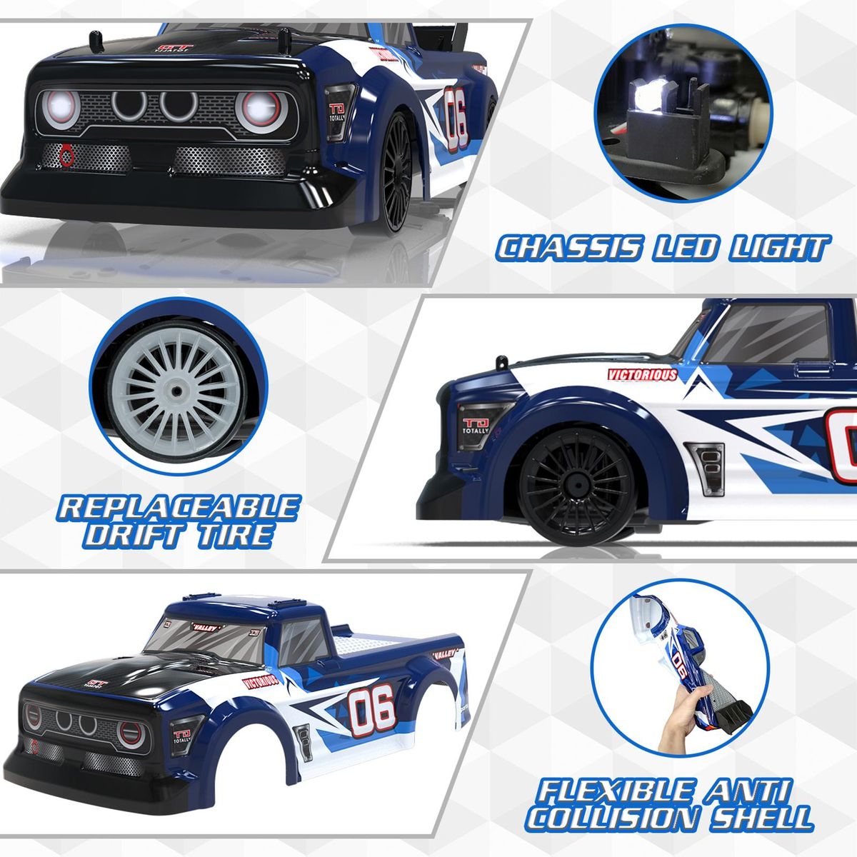 RC Drift Car 1/14 RC Car 2.4GHz 4WD 25km/h RC Race Car High Speed Kids Gift RTR with 2 Battery