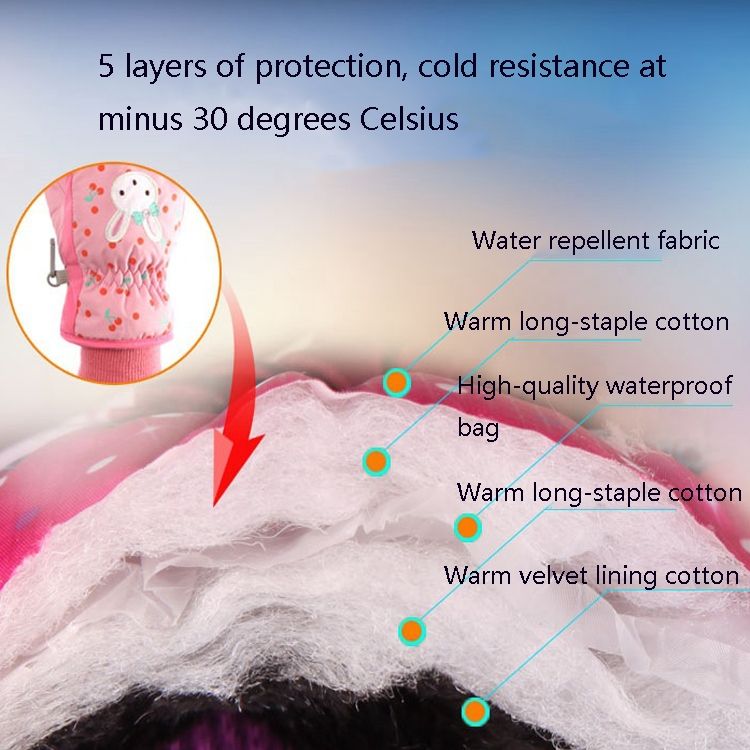 Children Ski Gloves Windproof Waterproof Warm Cotton Gloves, Colour: Pink(S)