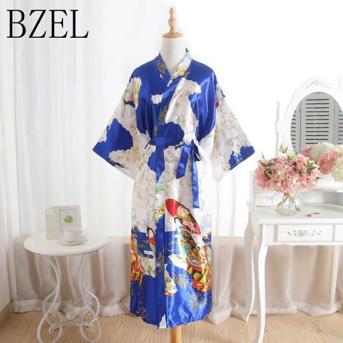 New Silk Bridesmaid Bride Robe Sexy Women Long Satin Wedding Kimono Robes Sleepwear Nightgown Dress Woman Bathrobe Floral Robe（#7）