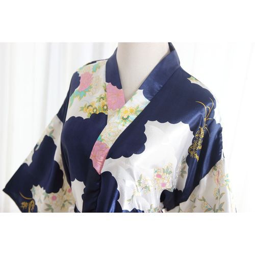New Silk Bridesmaid Bride Robe Sexy Women Long Satin Wedding Kimono Robes Sleepwear Nightgown Dress Woman Bathrobe Floral Robe（#7）