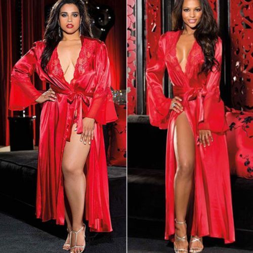 Women Ladies Long Silk Kimono Dressing Gown Bath Robe Nightgowns Sleepshirts Nightdress Cotton Black White Red（#White）