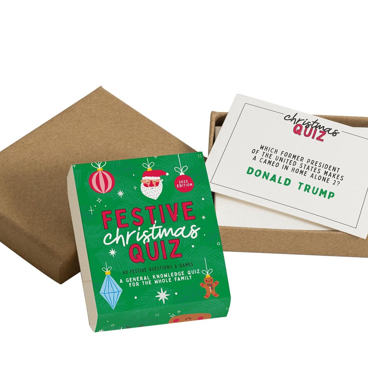 Fun Quiz Card for Christmas Christmas Trivia Fun Family Quiz Game Green