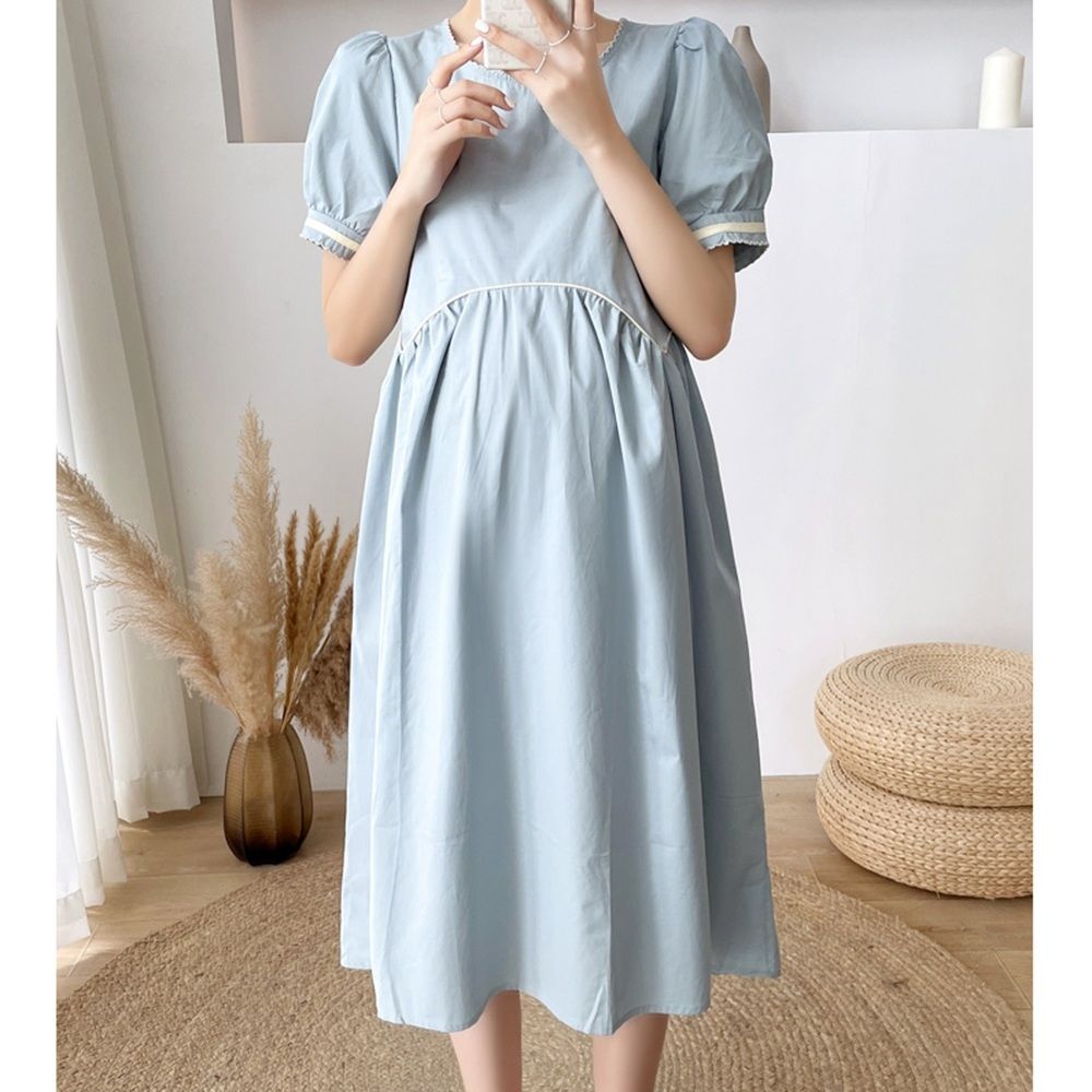 Loose Waist Lace Up Maternity Dress
