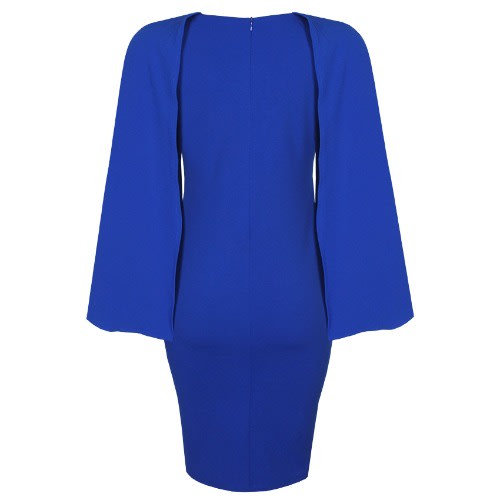Cape Sleeve Embellished Neck Dress - Blue