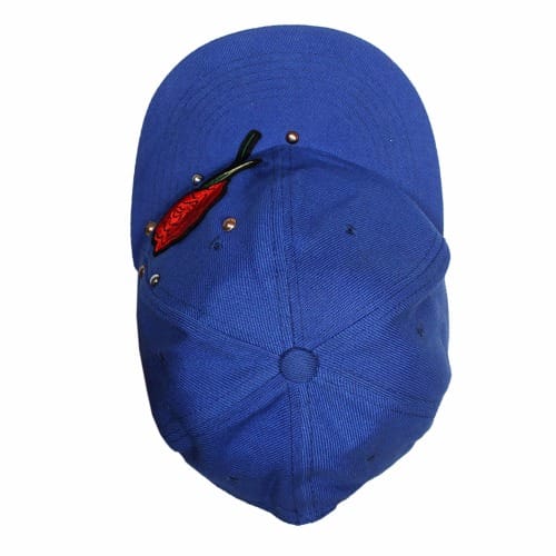 Embroidered Studded Floral Face Cap - Blue