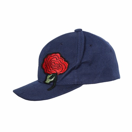 Embroidered Floral Face Cap - Navy Blue