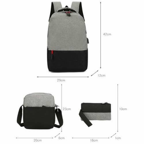 3 Pieces USB Charging Backpack- 18"
