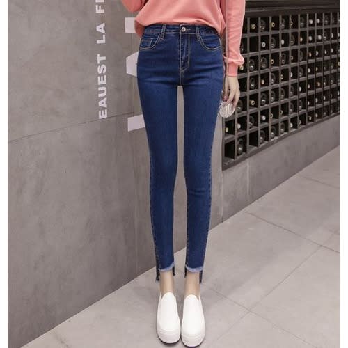 Ladies Slit  Jean - Blue