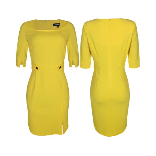 Neon Yellow Button Dress