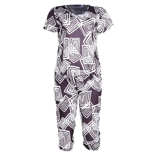 Geometric Print Top & Capri Trouser - Grey